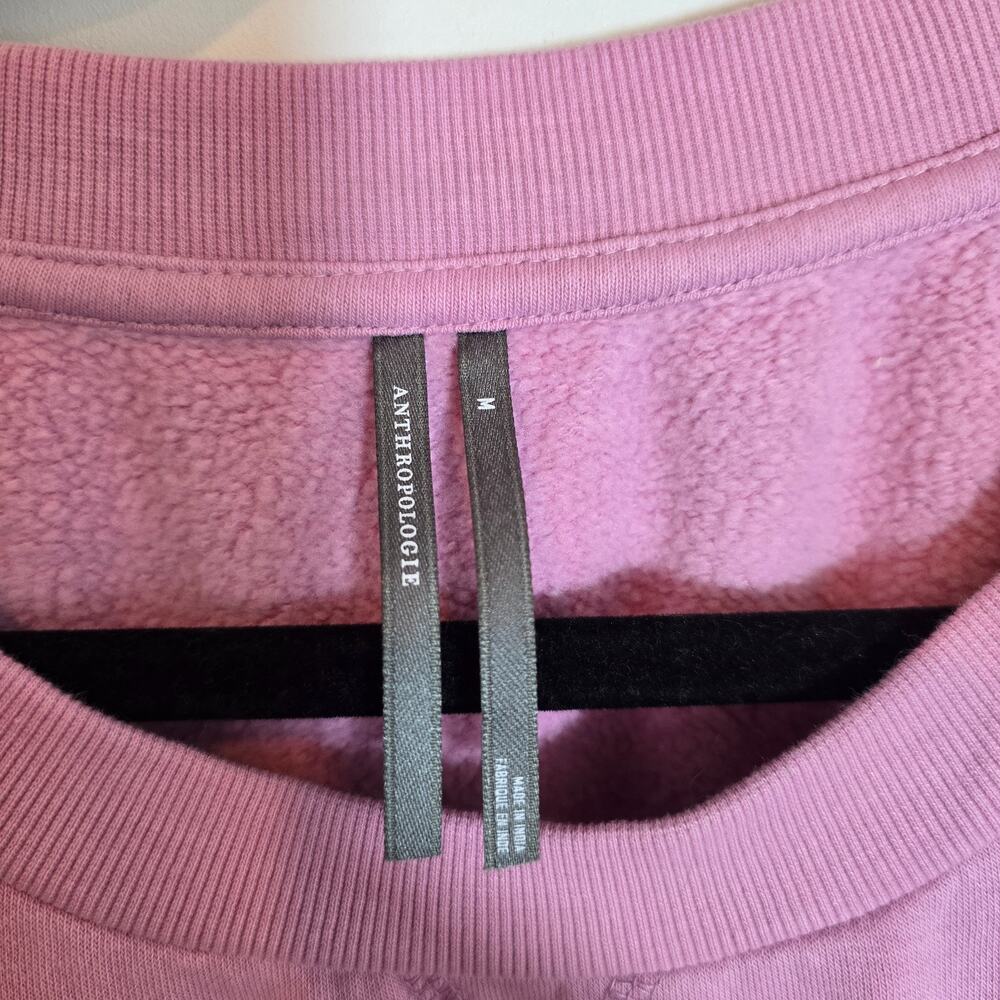 Anthropologie Sweatshirt Womens M Pink Pullover Ruffle Details Long Sleeve - Picture 8 of 9